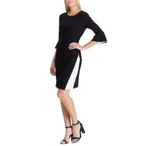Chaps Bell Sleeve Colorblock Sheath Dress Sz Large